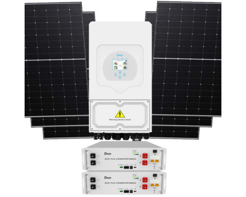 Гібридна сонячна електростанція на 6 кВт під ключ Deye SUN-6K-SG03LP1-EU + SE-G5.1 Pro-B + Longi Solar LR5-54HTH-435M
